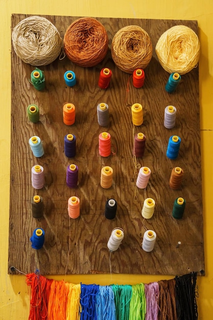 próbki haftów i paleta nici